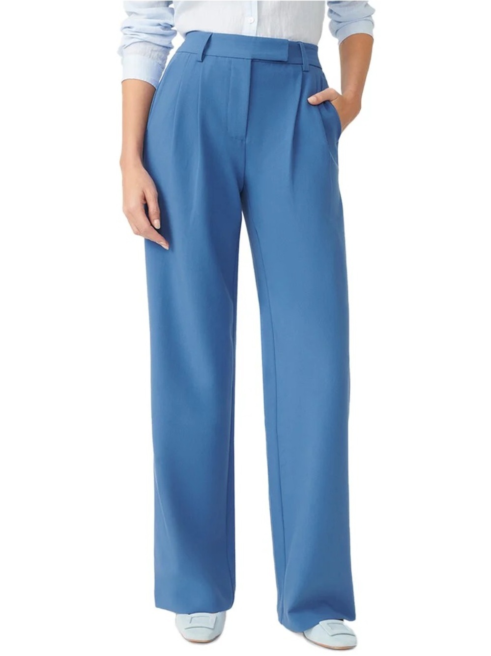 J McLaughlin Newman Pant | Tailored Wide-Leg Trousers in Royal Blue